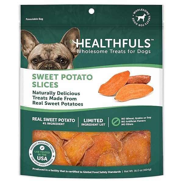 HEALTHFULS SWEET POTATO SLICES DOG TREATS, 16OZ