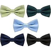 JMEETY 5 Pieces Pre-Tied Men's Bow Ties Adjustable Formal Bow tie Classic Solid Color Bowties for Men