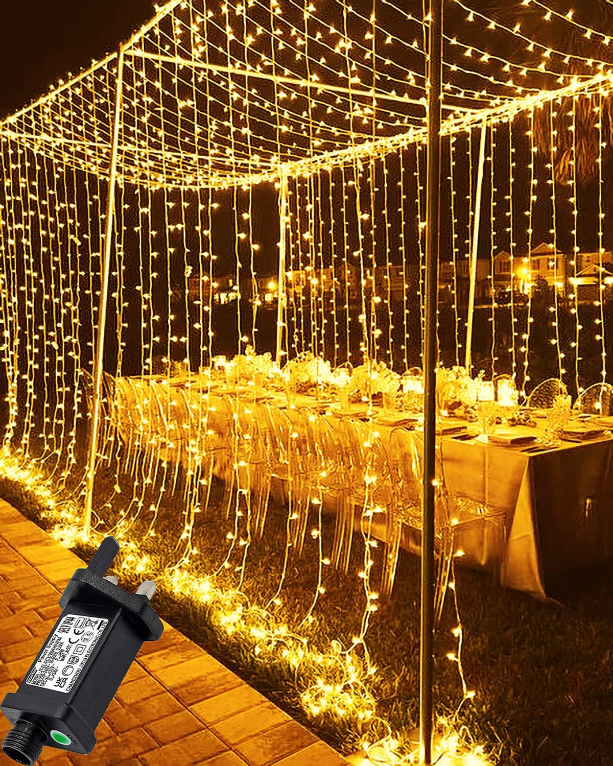 Yomistar Curtain Lights 6m x 3m 600 LED Curtain Fairy Lights Plug in, 8 Modes Christmas Curtain Lights Waterproof Hanging Fairy Lights Waterfall Lights for Wall Party Wedding Window