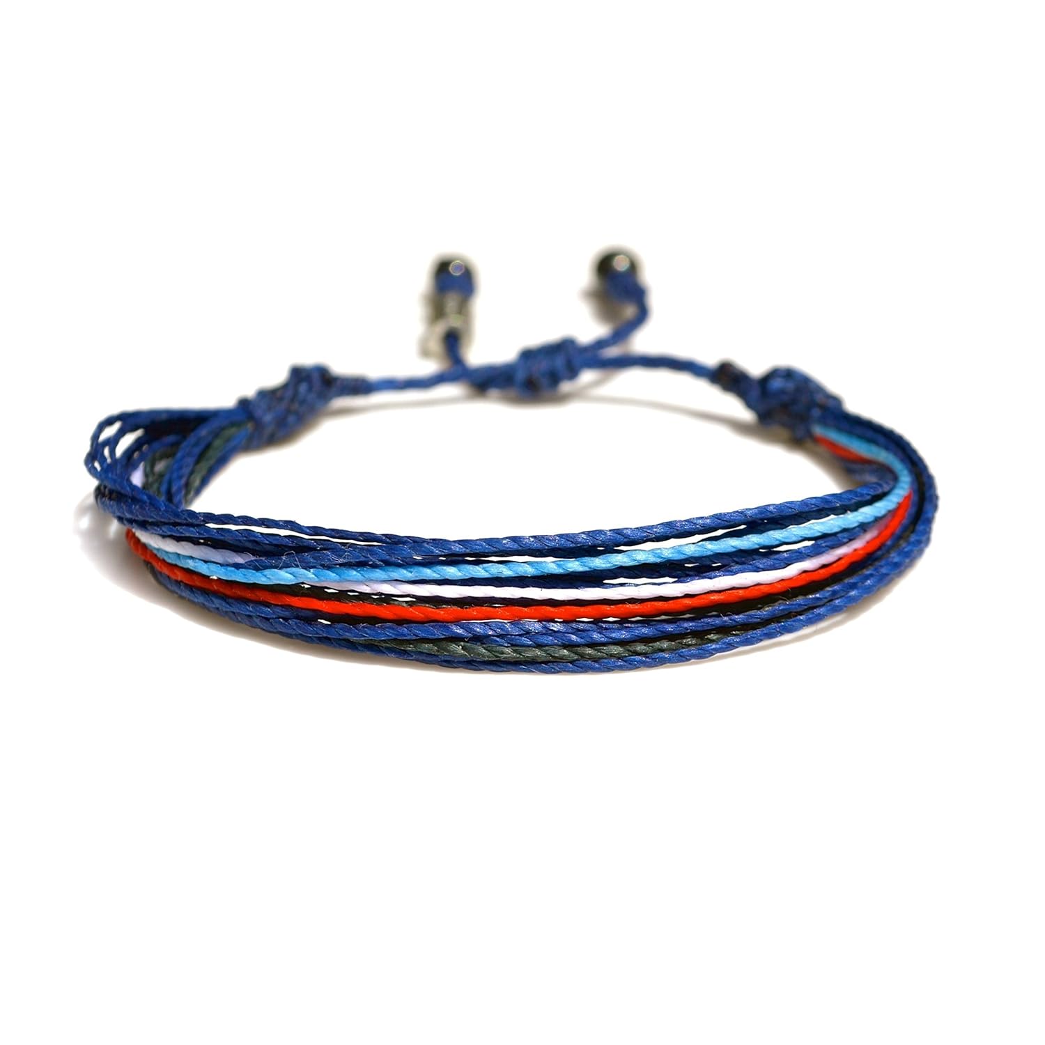 Mens String Bracelet in Blue Red Navy White Size Adjustable for 67.25 Inch Wrist by