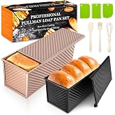 Pullman Loaf Pan with Lid, 2 Pack 2.2 LB & 1 LB Dough Capacity, Non-Stick Carbon Steel Bread Pan for Sandwich Bread and Sourd