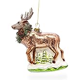 Majestic Reindeer Blown Glass Christmas Ornament