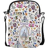 POFULL Coquette Bow Castle Merch Princess Lover Gift Fairy Castle Vacation Gift Princess Crossbody Bag