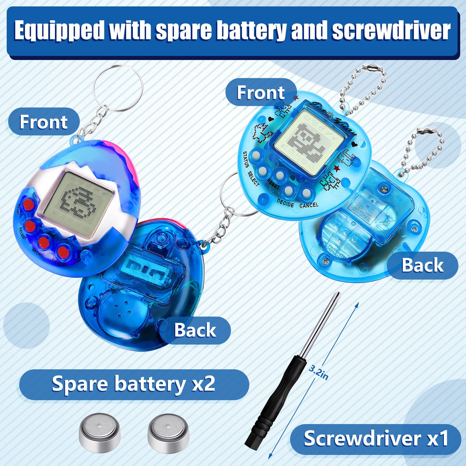 Sosation 24 Pcs Virtual Electronic Digital Pets Keychain for Kid Teen Toys for Birthday Party Favor Fillers Goodie Bags Stuffers Bulk Retro Handheld Nostalgic 90s Pets Game Gift Bulk(Plain)