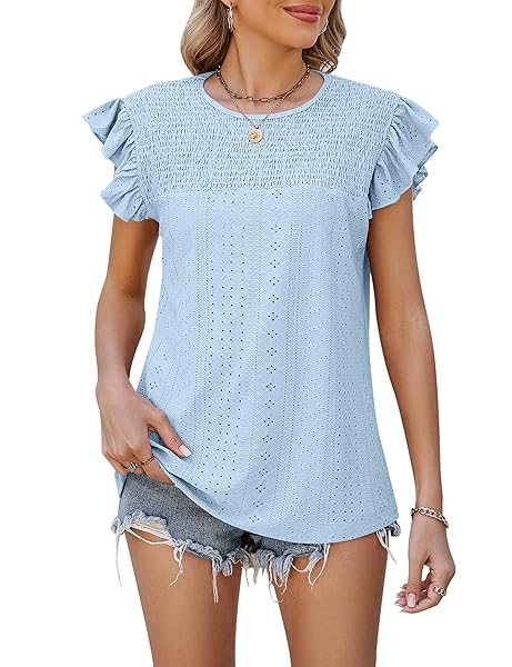 MANSY WOMENS SPRING TOPS ELEGANT BUSINESS DRESSY CASUAL TOPS SUMMER WORK SHIRTS BLUE