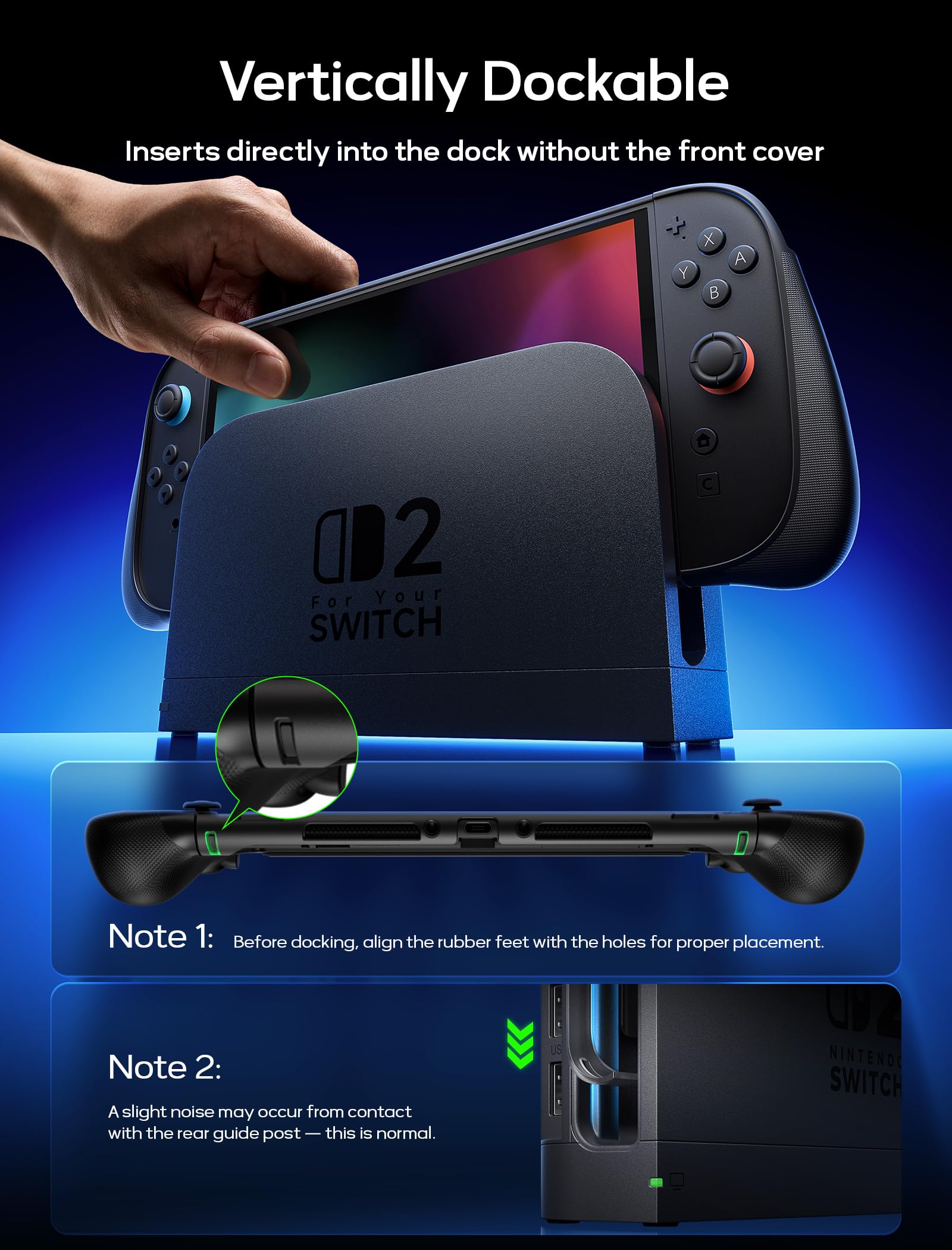 JSAUX Split-Schutzhülle für Switch 2, TPU-Mittelrahmen & PC-Frontabdeckung, Rutschfester Ergonomischer Griff, Platz für 10 Spielekarten, Unterstützt Standfunktion, Stoßfest & Kratzfest, PC0114 3