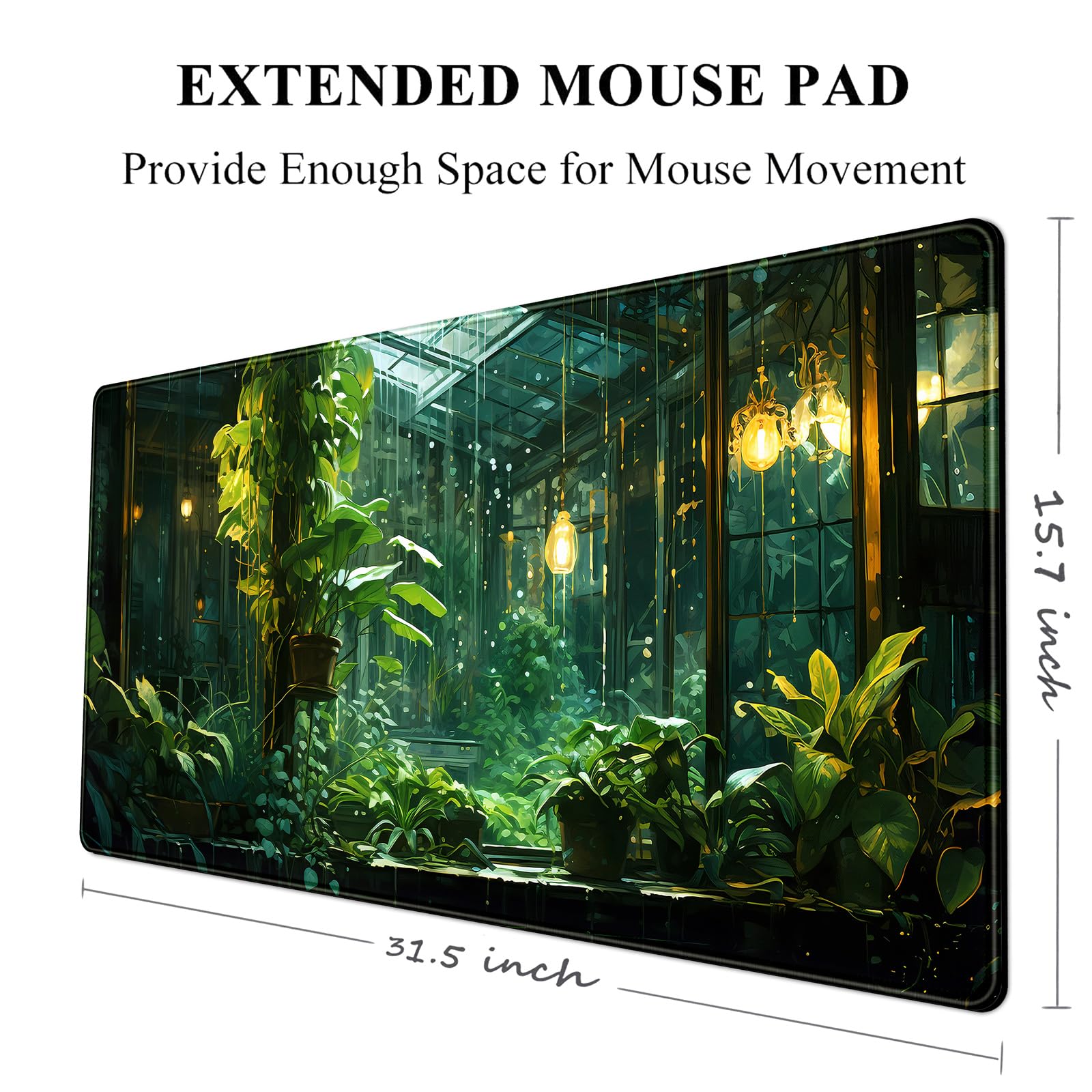 Aesthetic Plants Desk Mat Green Large Mouse Pad