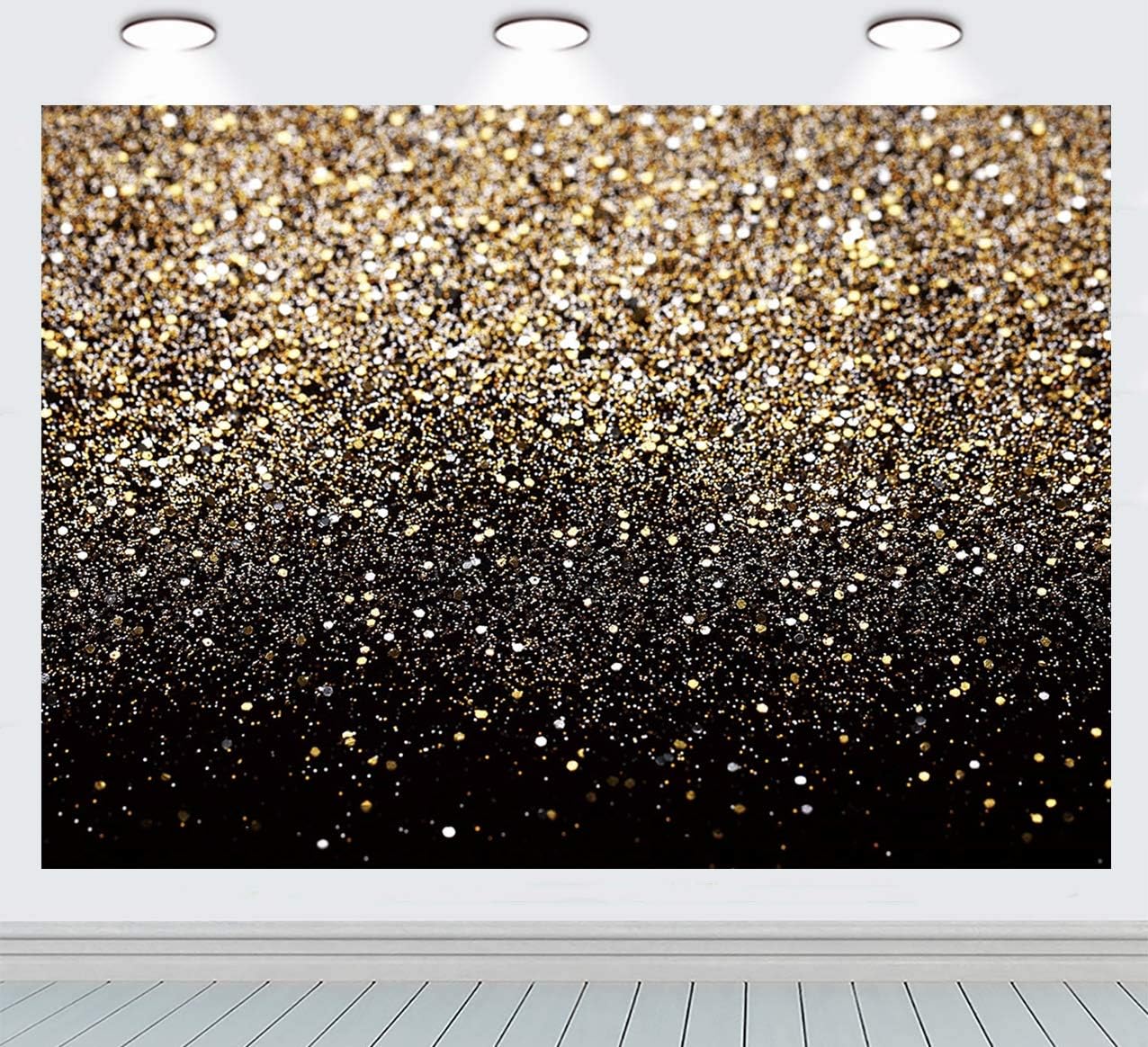RUINI Black Gold Glitter Sequin Spot Backdrops (Not Glitter) Starry Sky Shining Astract Photo Background Party Wedding Children Newborn Photography Studio Props 7x5FT