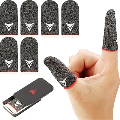 6 Pack Finger Sleeves for Gaming,Thumb Sleeves for Mobile Gaming,Anti Sweat,Ultra Thin Silver Fiber,Suitable for Most Gamers,Gaming Finger Gloves for PUBG COD Dedales,Covers