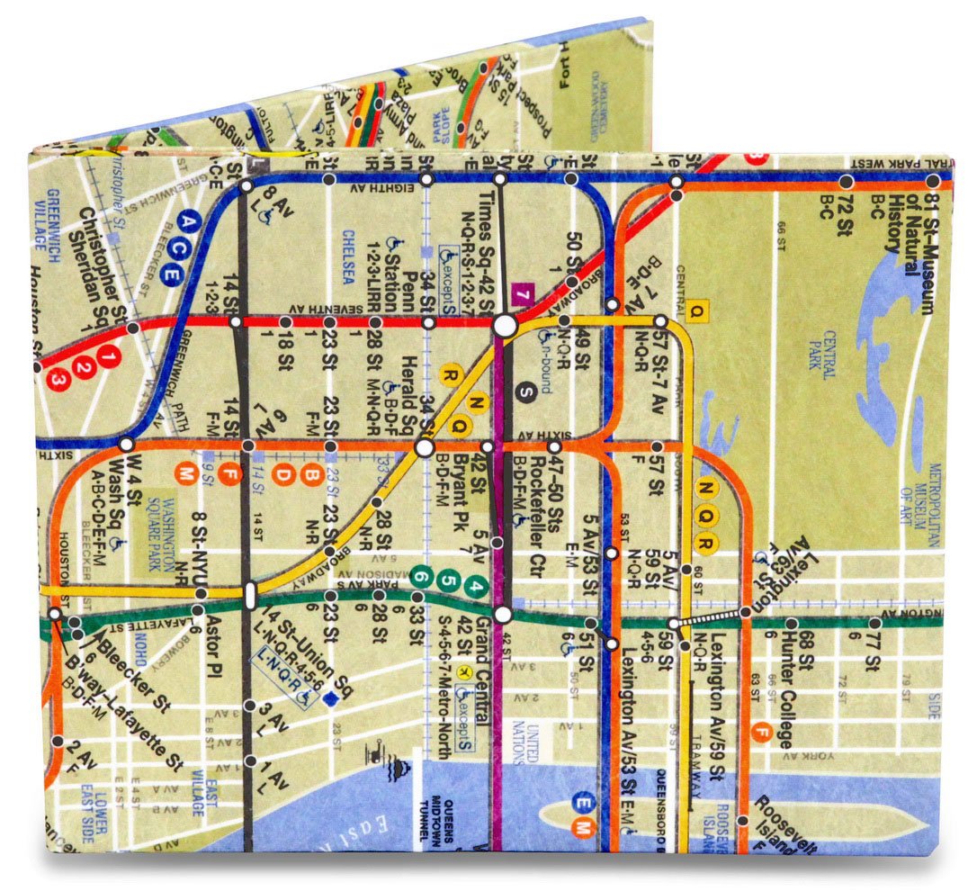 mighty wallet Dynomighty Men's NYC, Multi_sub Way Map, One Size