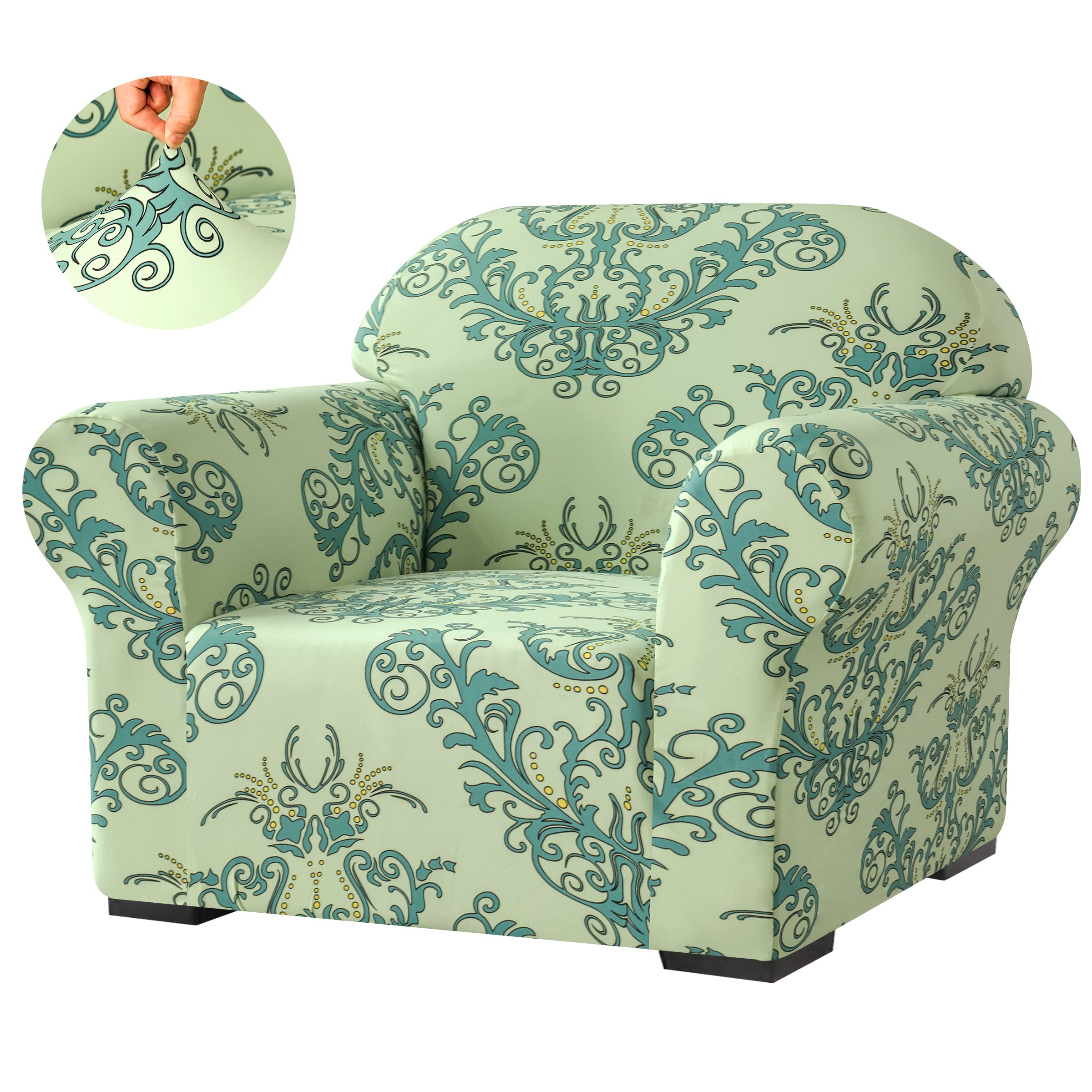 SU SUBRTEX Soft Stretch Sofa Cover 1 Piece Covers for Living Room Furniture Protector Elastic Couch Slipcovers for Kids/Dogs(Chair, Green)