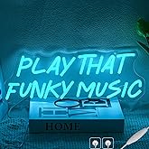 Play That Funky Music Neon Sign for Wall Decor, Dimmable Blue Letter Neon Light, USB Powered LED Light Sign for Bedroom Club Party Bar Men Cave Music Room
