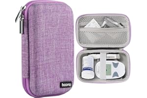 SEQOIYIA Diabetes Travel Case EVA Hard Shell Diabetic Supplies Bag Organizer for Blood Sugar Testing Kit, Glucose Monitor Kit with Meter, Glucose Test Strips, Lancets, Lancing Device, Alcohol Wipe (Purple)