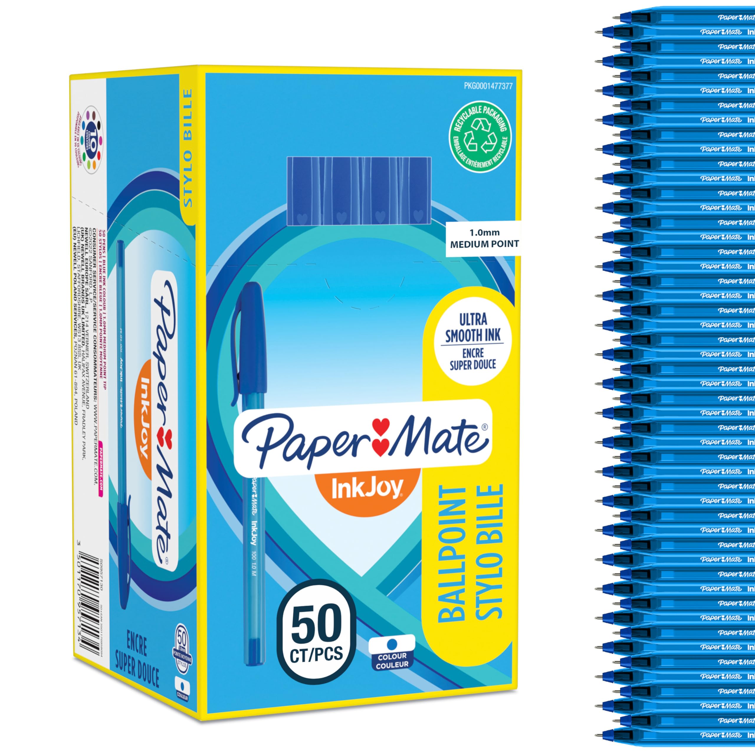 Paper Mate InkJoy 100ST Ballpoint Pens | Medium Point (1.0mm) | Blue | 50 Count