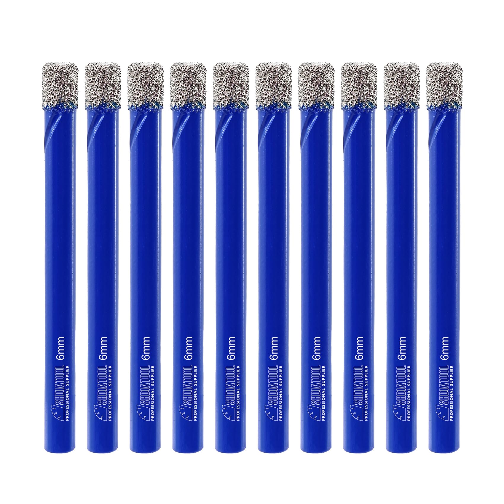 SHDIATOOL Diamond Drill Bits 6mm,Core Bits with Round Shank Hole Saw Cutter for Porcelain Tile Marble Ceramic Granite,Dry Wetting Drilling, 10pcs