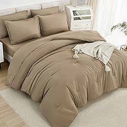 Litanika Full Size Comforter Sets Taupe - 7 Pieces