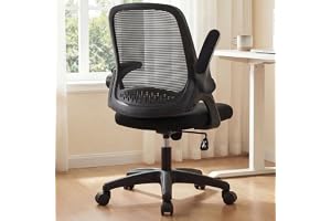 NEO CHAIR Office Desk Chair, Ergonomic Mesh with Flip-Up Arms, Dark Black | Lumbar Support, Height Adjustment, 360° Swivel an