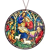 Christmas Nativity Scene Ornament with Mary Joseph and Baby Jesus, Christmas Tree Nativity Scene Hanging Ornaments 2026, Religious Gifts for Christian & Family, The Birth of Jesus Decor