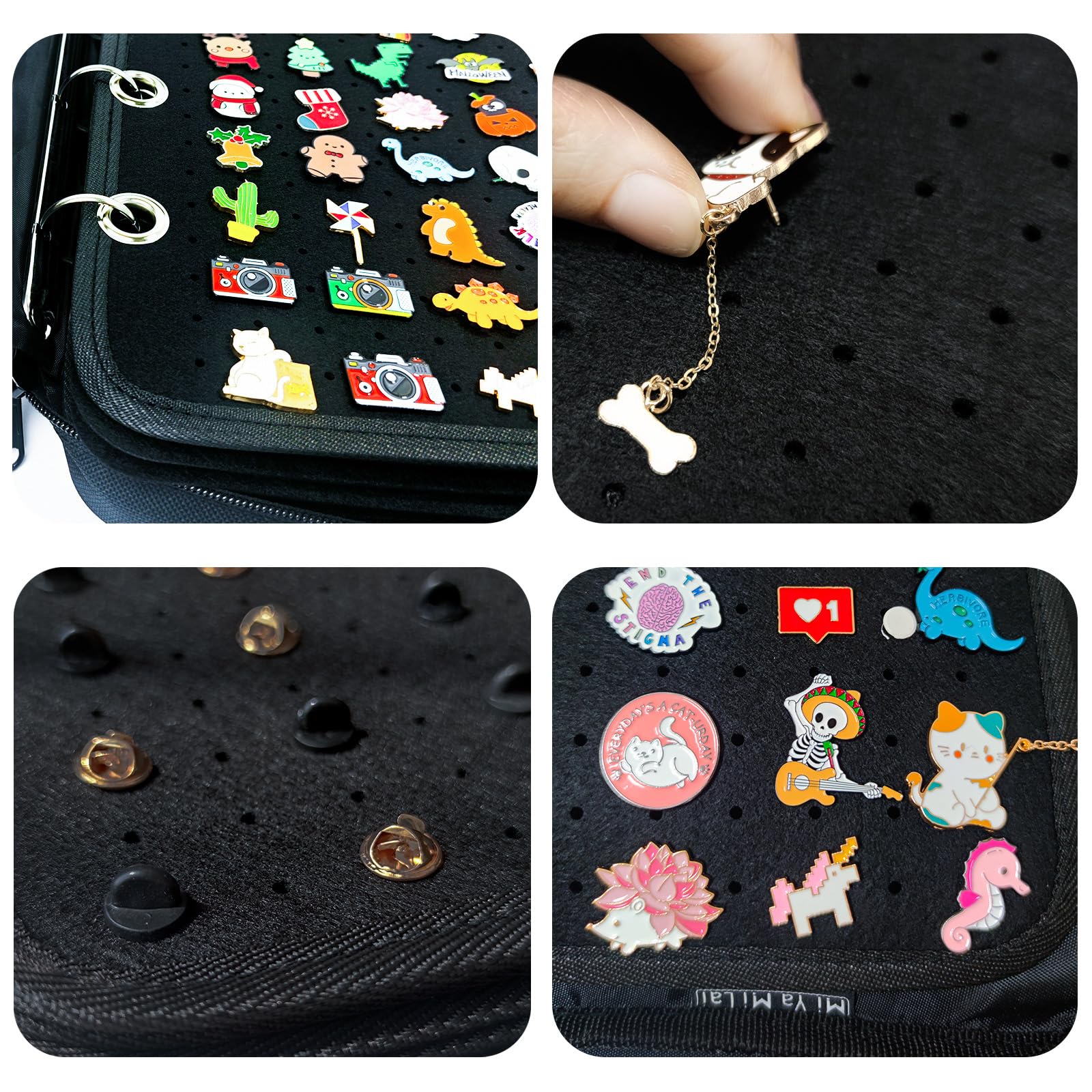 Mi Ya Mi Lai 6 Pages Pin Books For Collectors, Enamel Pin Display Pages Pin Carrying Case, Travel Brooch Pins Display Bag(Not Include any Accessories)