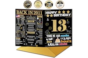 Joycard 13th Birthday Card with Envelope, 13th Birthday Decorations for Girls Boys, 13th Birthday Gifts for Daughter Son, Happy Birthday Cards for 13 Year Old Grandson Granddaughter, Back in 2011