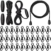 30 Sets Replacement Necklace Cords with Breakaway Clasps DIY Nylon Lanyard Necklace Cord and Plastic Clasp Buckle Breakaway Safety for Pendant(Black)