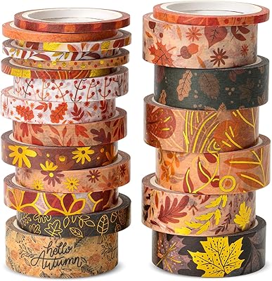 Mr. Pen- Washi Tape Set, 21 Rolls, Autumn Leaves, Decorative Tape, Washi Tapes, Scrapbook Tape, Scrapbook Washi Tape for Journaling, Craft Tape