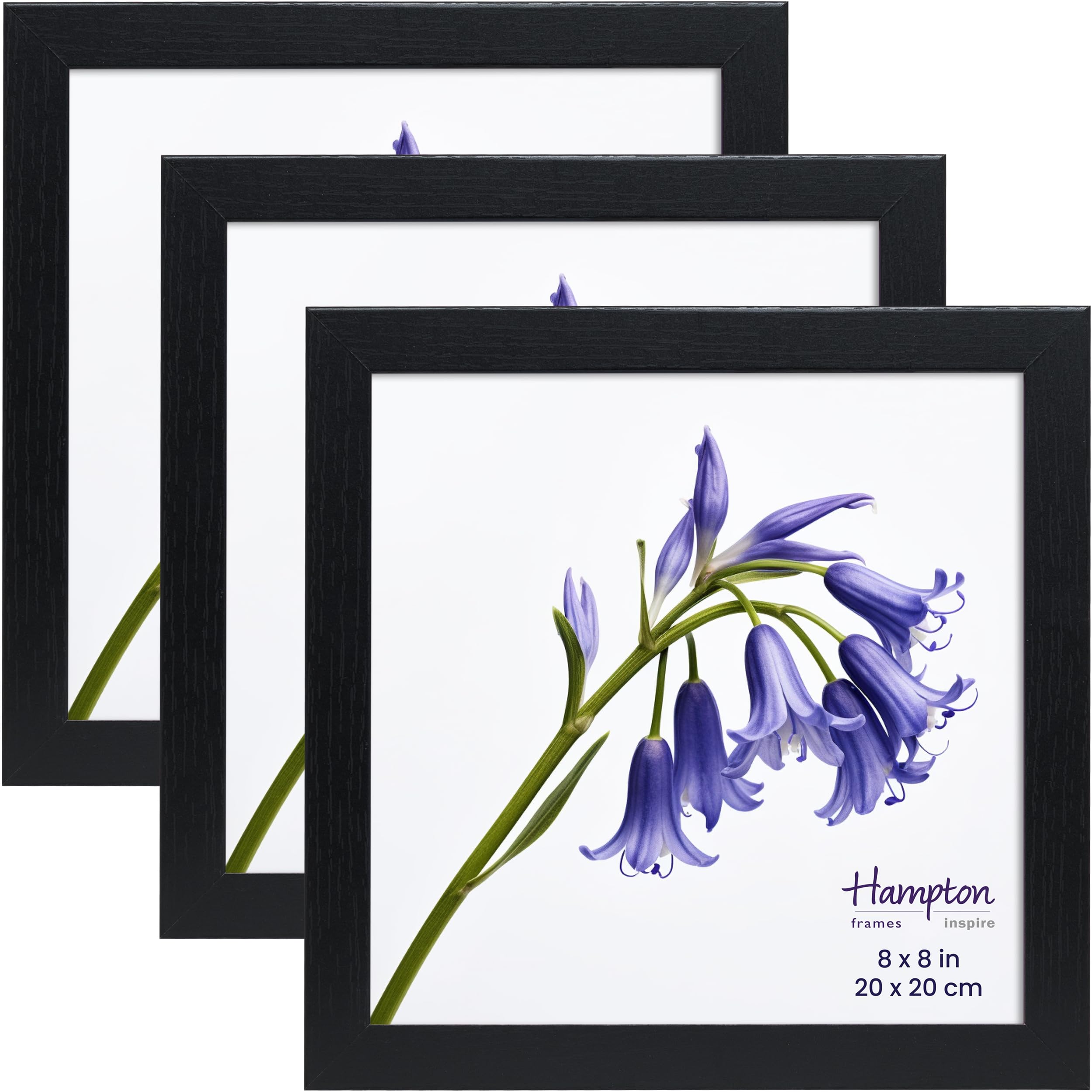 Inspire By Hampton CAMBRIDGE 8x8 (20x20cm) Black Square Picture Frame Acrylic (Non-Glass) Pack of 3