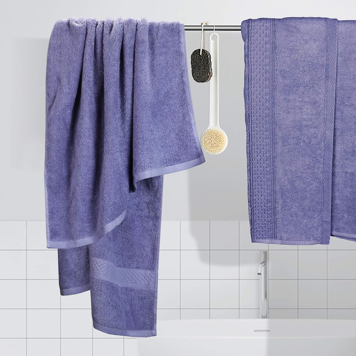 YOOFOSS Bath Towels 100% Organic Cotton Bath Towels Set 28x55 in Large Soft, Plush, Absorbent Towel for Bathroom - Purple: Kitchen & Dining