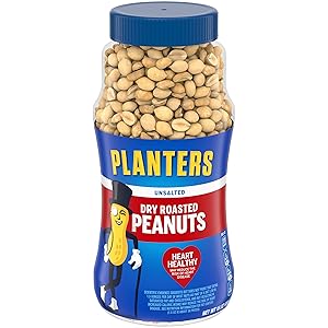 Planters Unsalted Dry Roasted Peanuts, 16 Ounce (4 Pack)