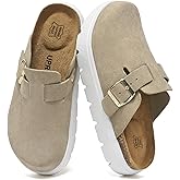 UpResty 100% Genuine Suede Clogs for Women Footwear with Arch Support, Platform Womens Clogs with Memory Foam Cork Footbed, Comfort Non Slip Women Mules, Stylish Slip on Potato Shoes Sandals
