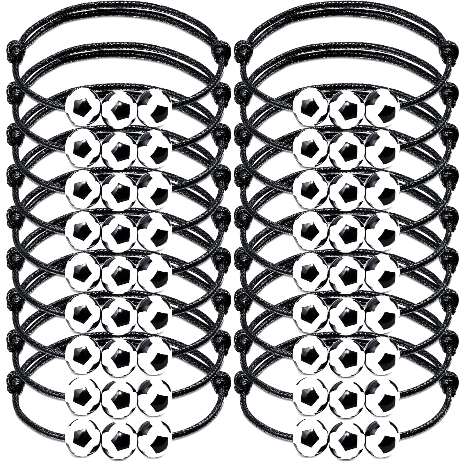 HLenyoy 20Pieces Football Charm Bracelets Friendship Bracelets for Kids Boys Men Adjustable Inspirational Bracelets Football Party Favors Gift Bag Fillers