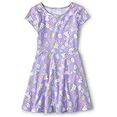 The Children's Place Girls' Plaid Stretch Jacquard Short Sleeve Dress