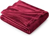 Bedsure Fleece Throw Blanket Dark Red 130x150 cm Soft Microfibre