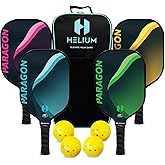 Helium Pickleball Paddles Set of 4 - USAPA Certified - Graphite Fiberglass Surface, Lightweight Honeycomb Core