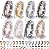 St.Kunkka 78.74 Feet/24M Jewelry Making Chain Kit, Link Cable Chain Roll 2mm with 240Pcs Jump Rings and 80Pcs Lobster Clasps in 8 Colors for DIY Necklace Earring and Bracelet Crafts