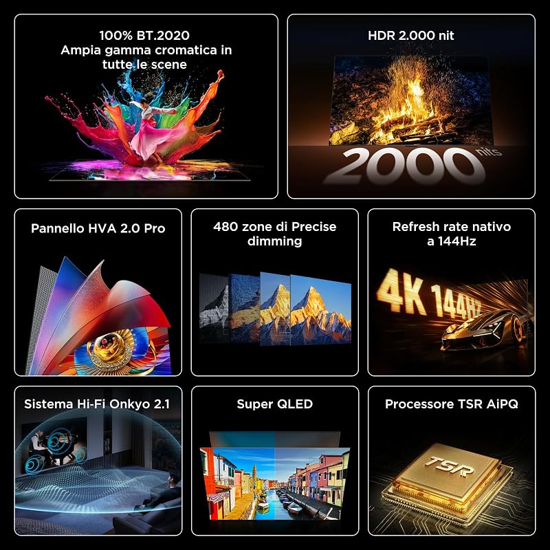 55Q7D Pro – Smart TV SQD‑Mini LED 4K HDR10+ da 55", 2.000nit