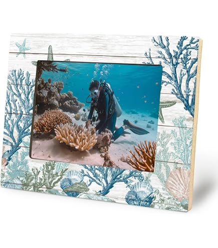 Amazon.com - ZASEUCI Blue Coral Photo Frame 4x6 – Coastal Resin