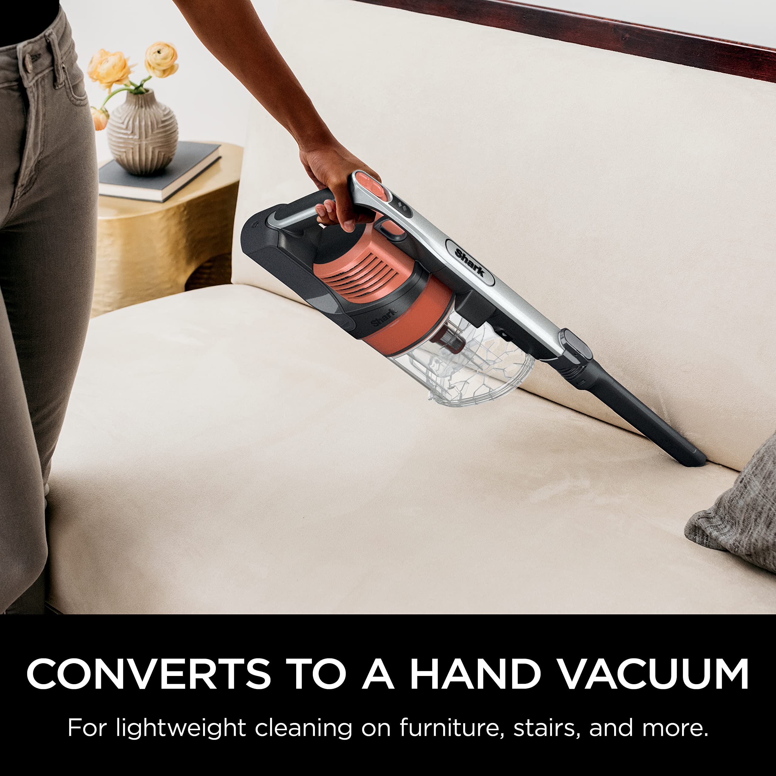 Shark IZ483H Vertex Cordless Stick Vacuum with DuoClean PowerFins, MultiFLEX, Crevice Tool, Pet Multi-Tool & Anti-Allergen Brush, 120-min Runtime, Double Battery, Rosewood,Red