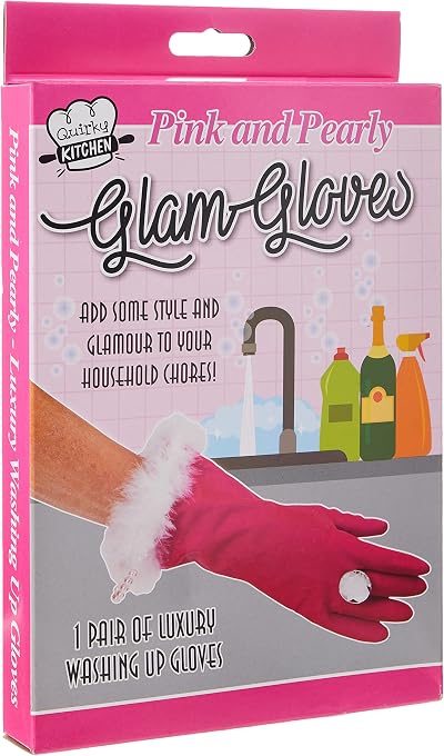 Diabolical Pink Pearly Glam Washing Up Gloves One Size Mothers Day Gifts