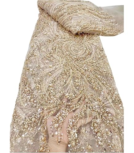 Amazon.com: Elegant Beaded Fabric with Pearls and Sequins Perfect for Formal Dresses and Gowns (Gold,5yards) Amazon.com: Elegant Beaded Fabric with Pearls and Sequins Perfect for Formal Dresses and Gowns (Gold,5yards)