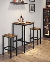 VASAGLE High Table Square Bar Table 60x60x92 cm Steel Frame Rustic Brown Black view 4