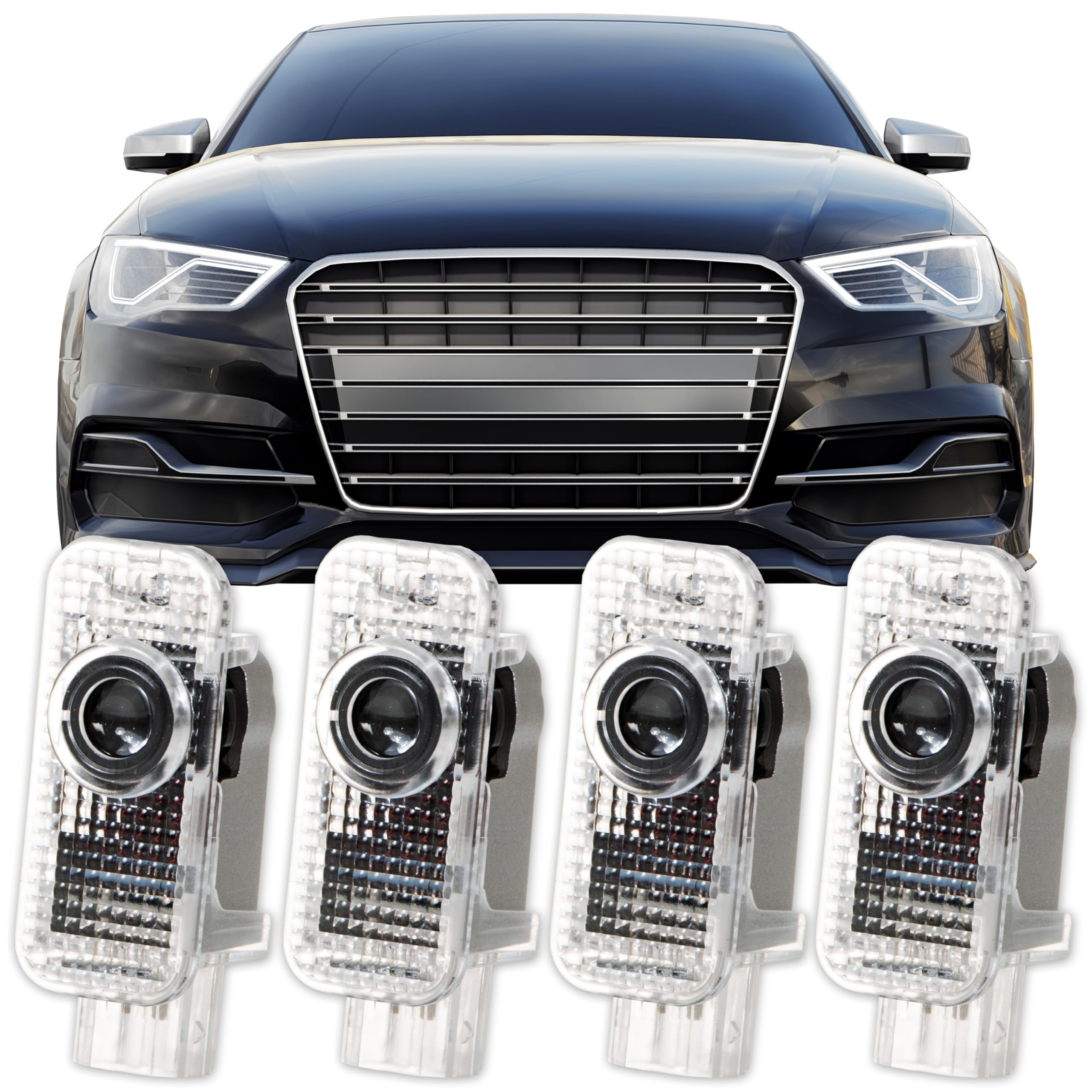 Photo 1 of 4 Pack Car Door Lights, Compatible with A1 A3 A4 A4L A5 A6 A6L A7 A8 Q3 Q5 Q7 TT R8, LED Car Light Accessories, Puddle Light for Front and Rear Doors