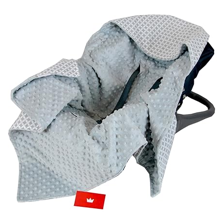 BabyLux Baby EINSCHLAGDECKE 90x90 cm Babyschale Kinderwagen Buggy Minky Decke (5. Grau + Maroko)