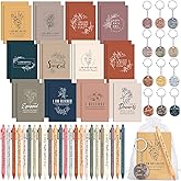 Mooliwe 24 Set Positive Affirmation Gift Set Gratitude Notebooks with Pens Acrylic Keychains Small Bags Motivational Notepads for Women Coworkers Christmas Adults Party Favors (Vibrant)