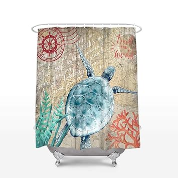 Amazon Com Shower Curtain Extra Long 72 X 96 Inches Sea Turtle