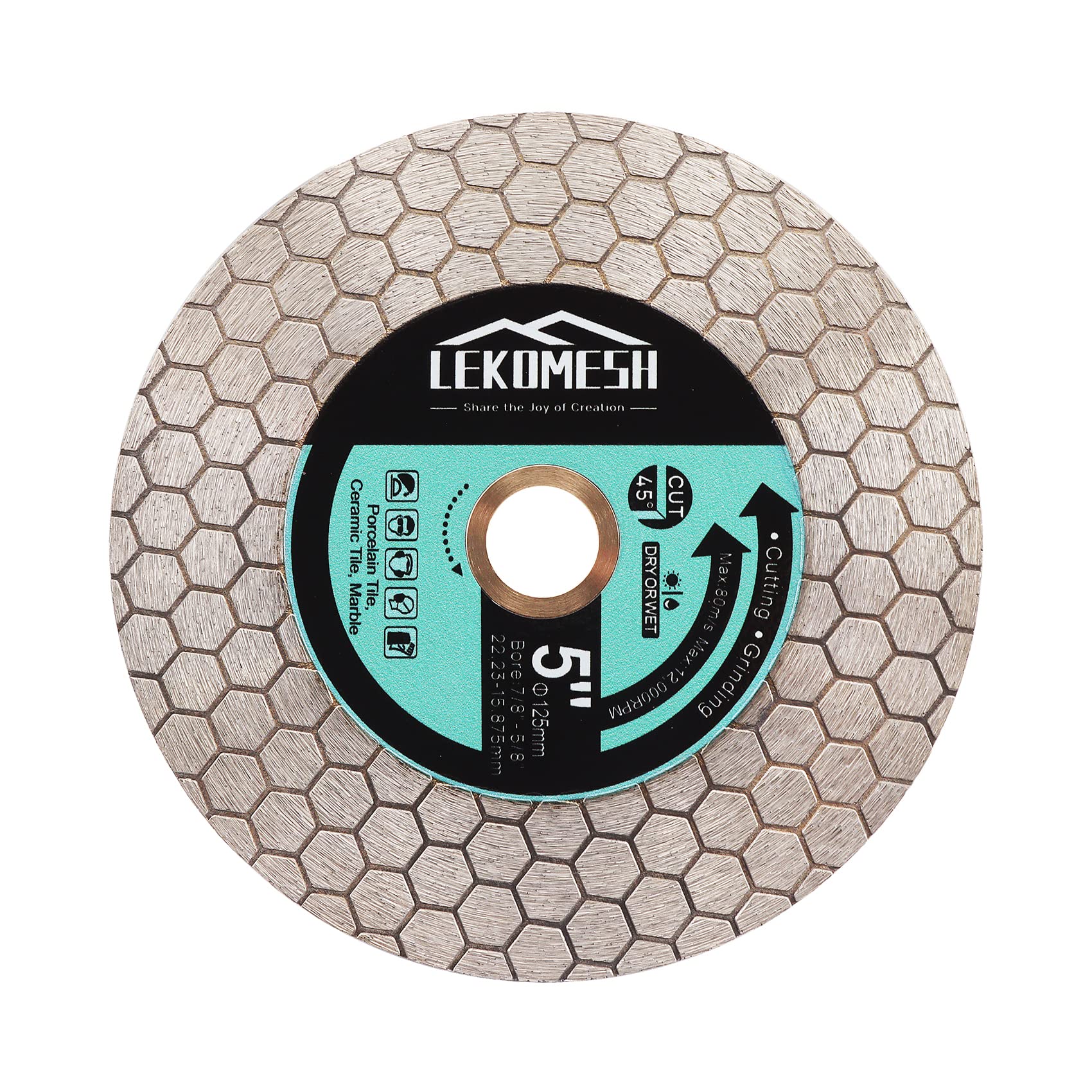 Diamond Tile Cutting Discs 125MM - Double-sided Diamond Discs LEKOMESH for Cutting Grinding Porcelain Ceramic Tile Marble Granite Artificial Stone, Discs with Hexagon