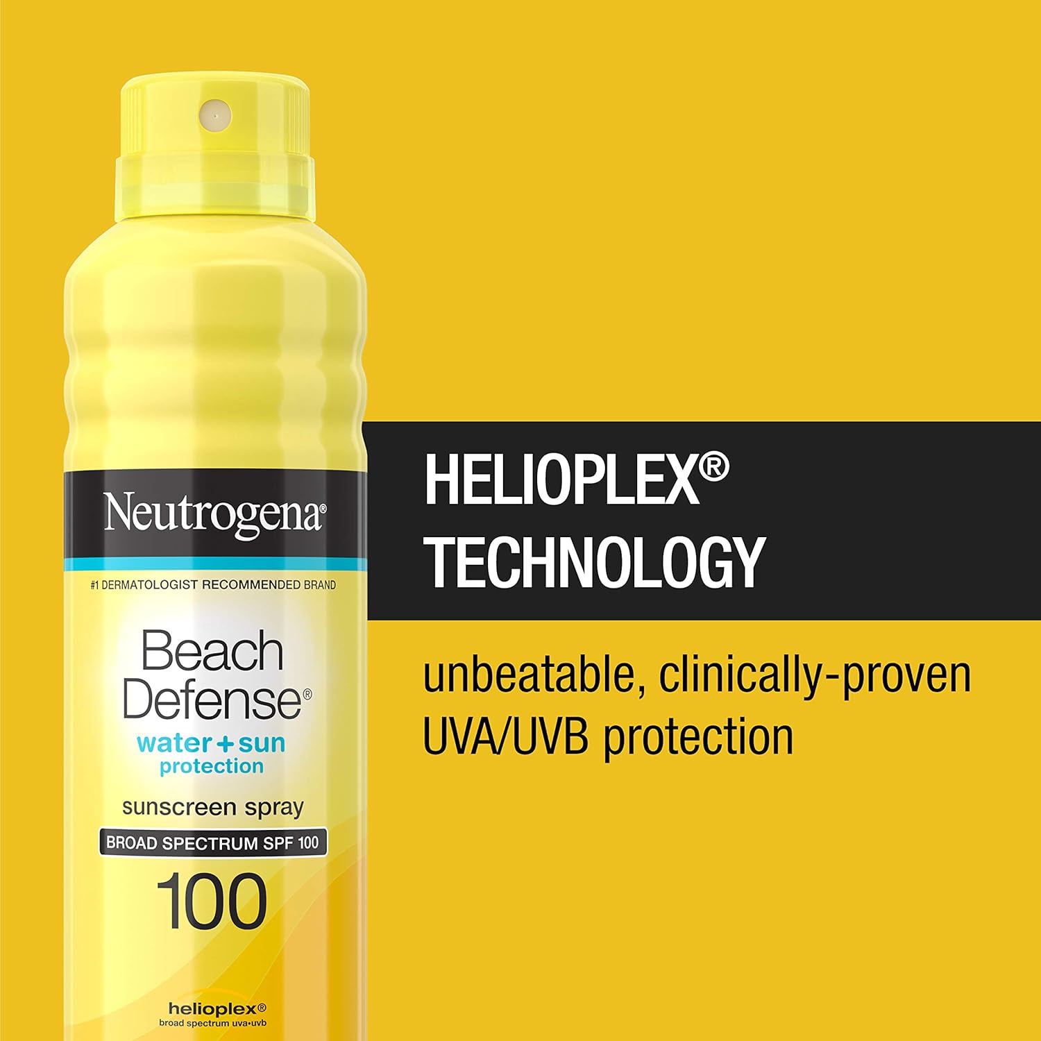 Neutrogena Beach Defense Spray Sunscreen with Broad Spectrum UVA/UVB SPF 100, Fast Absorbing Sunscreen Spray, Water-Resistant and Oil-Free Sun Protection, SPF 100, 6.5 oz: Beauty