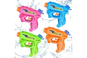 HOZHOY Water Guns for Kids, 4 Pack Mini Squirt Guns Long Range Water Gun Pistol Super Water Blaster Soaker for Boys Girls Toddlers, Outdoor Swimming Pool Beach Party Favors Small Water Toys