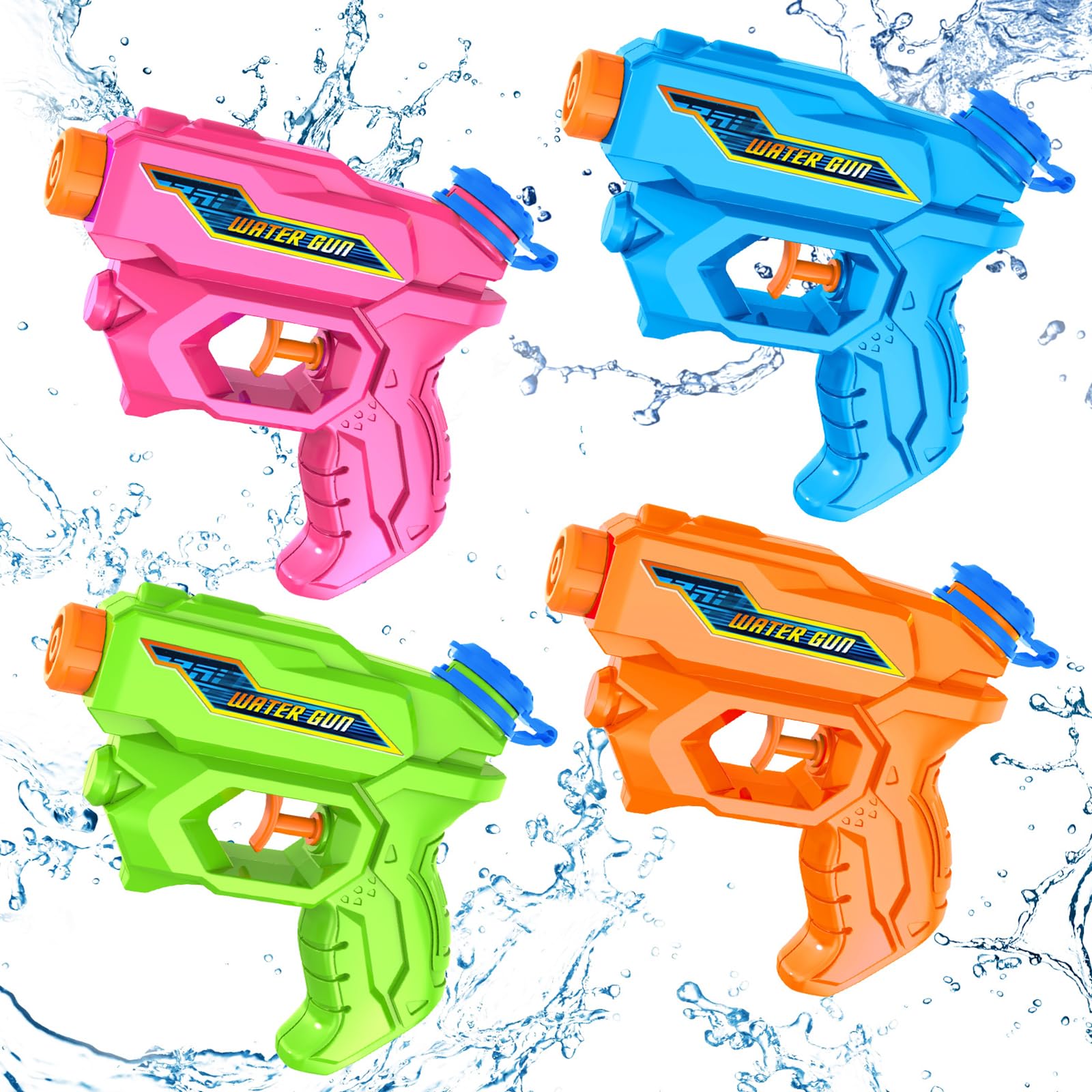 Water Guns for Kids, 4 Pack Mini Squirt Guns Long Range Water Gun Pistol Super Water Blaster Soaker for Boys Girls Toddlers, Outdoor Swimming Pool Beach Party Favors Small Water Toys