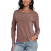 COCOMARTS Womens Long Sleeve Crewneck Knit Basic Tops Loose Casual Shirt 2025 Fall Winter Outdoor Thermal Undershirts